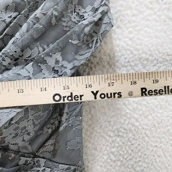 La Femme Portrait Neck Lace Gown Women's 14 Platinum Embellished Rhinestones - Picture 7 of 15